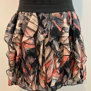 Ruffle Skirt in Black & Coral